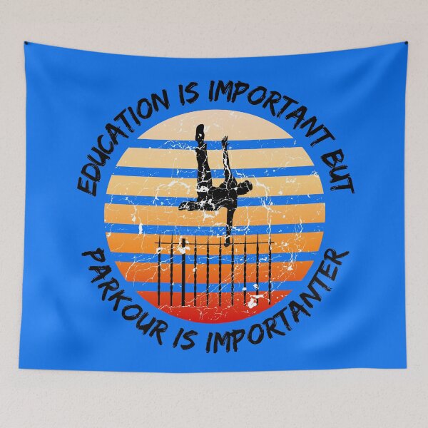 Item preview, Education Is Important But Parkour Is Importanter Grunge Retro Sunset Vault In Blue designed and sold by LuckyKermit.