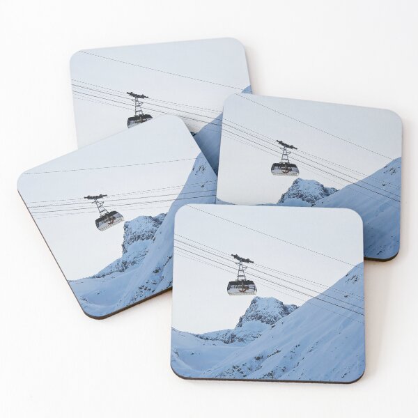 Item preview, Cable Car in Ski Resort with Snowy Mountains Alps designed and sold by Angela Cini.