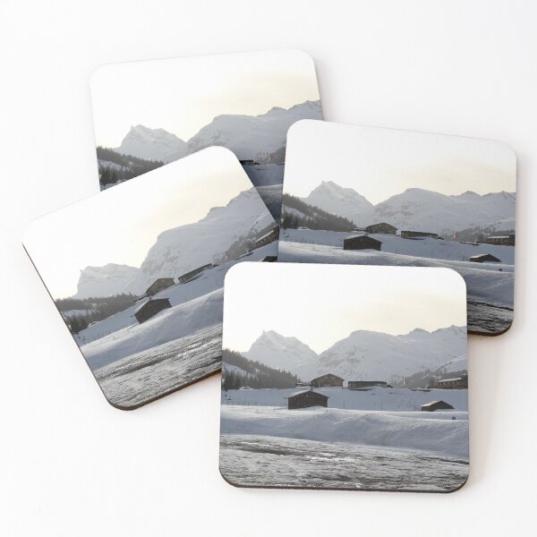 Item preview, Winter Sunset with Mountains at Village in the Austrian Alps designed and sold by Angela Cini.