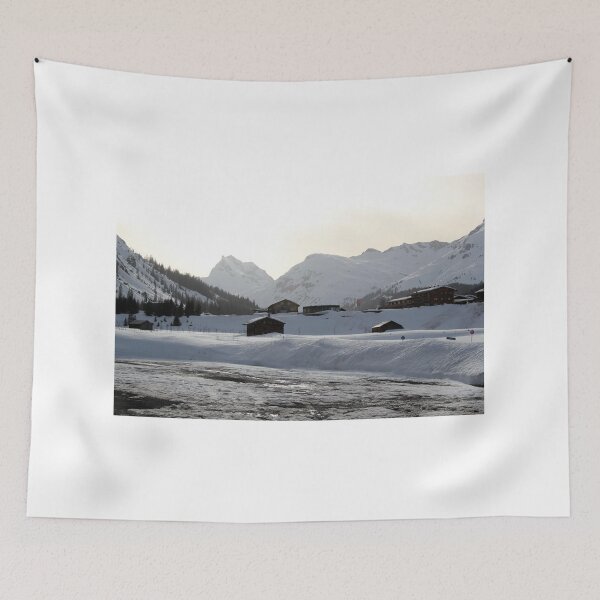 Item preview, Winter Sunset with Mountains at Village in the Austrian Alps designed and sold by Angela Cini.
