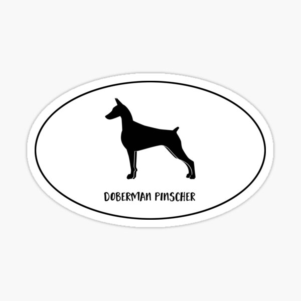 Doberman Pinscher Dog Classic Black Silhouette in Oval Sticker