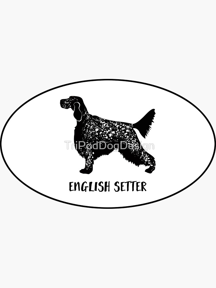 English Setter Dog Classic Black Silhouette in Oval by TriPodDogDesign