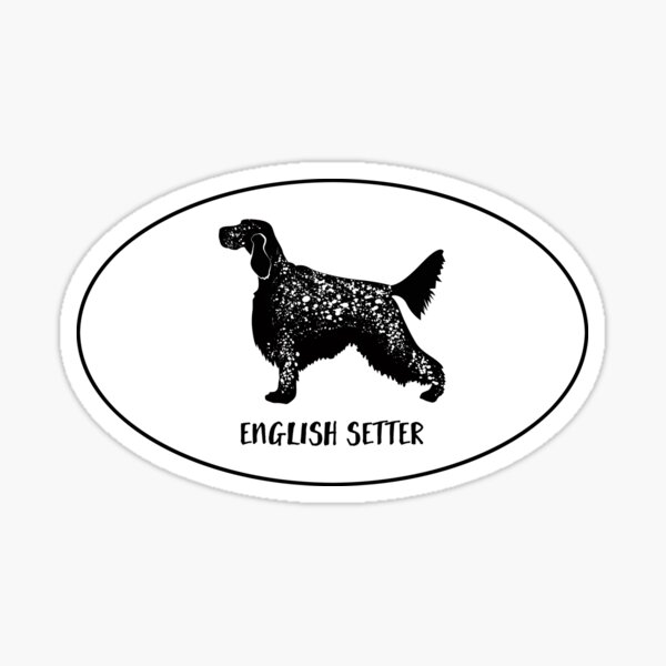 English Setter Dog Classic Black Silhouette in Oval Sticker