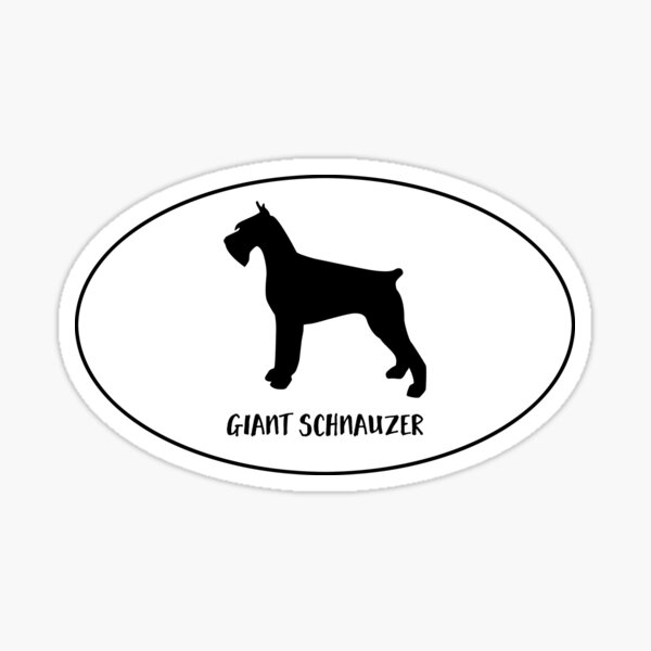 Giant Schnauzer Dog Classic Black Silhouette in Oval Sticker