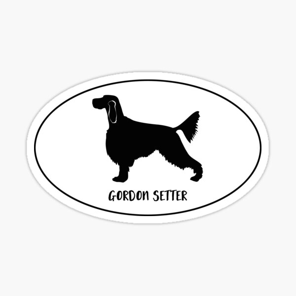 Gordon Setter Dog Classic Black Silhouette in Oval Sticker