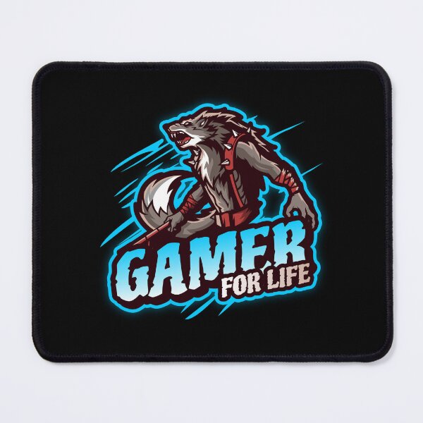 Item preview, Gamer for Life with Fierce Anthropomorphic Warrior Wolf designed and sold by PRIVARSHU.