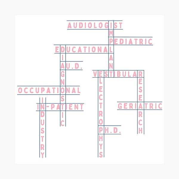"Types of Audiologists in a Crossword Puzzle" Photographic Print for
