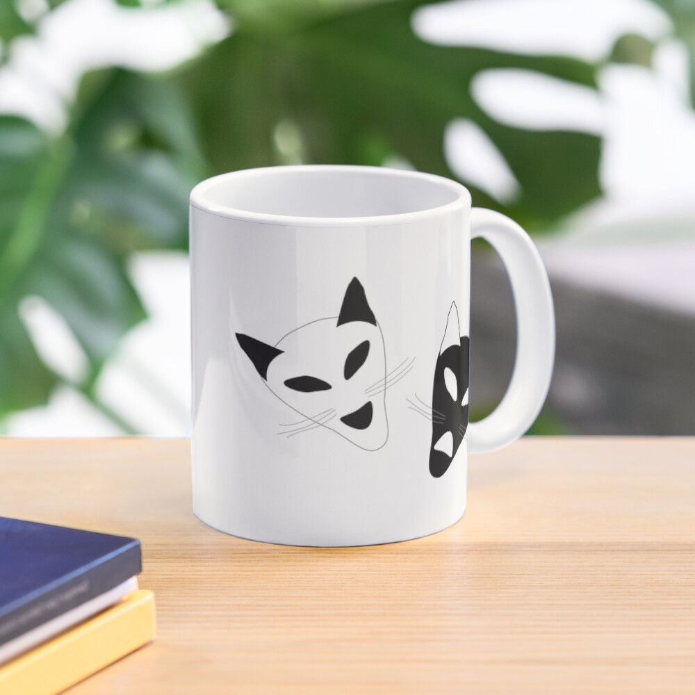 Drama Cat Masks - white design - for Theater Coffee Mug