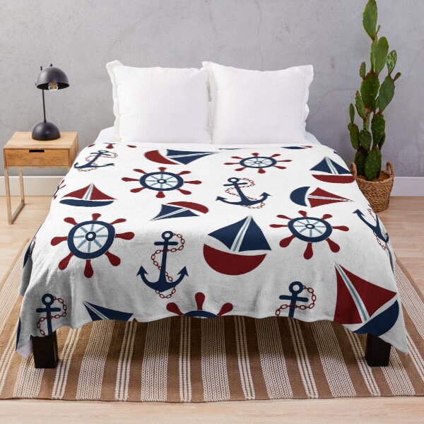 Item preview, Nautical Pattern with Sailboats, Anchors And Ship Steers designed and sold by Primroaddesigns.