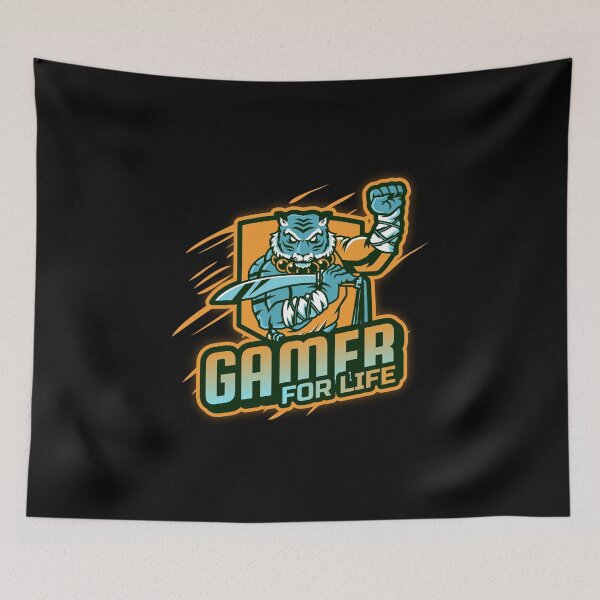 Item preview, Gamer for Life with Anthropomorphized Warrior Tiger designed and sold by PRIVARSHU.