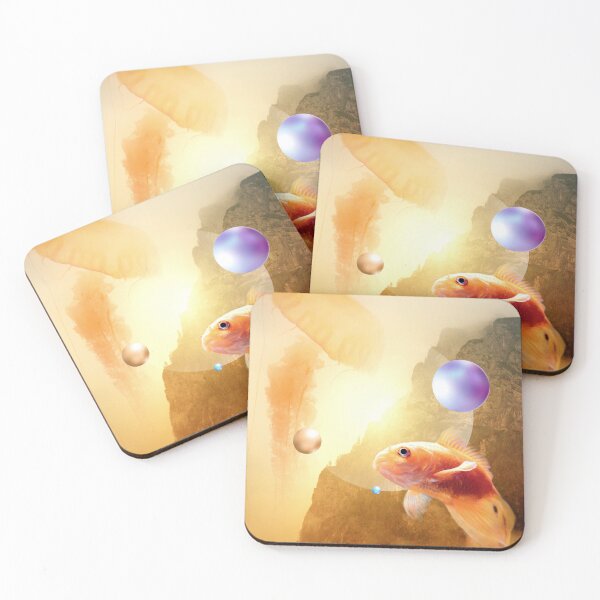 Item preview, Gold fish and fantasy mountains. designed and sold by KarolinaKarotka.