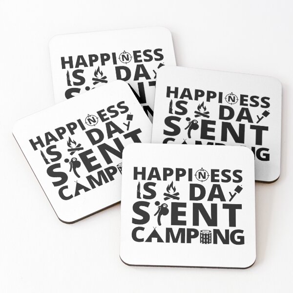 Item preview, Happiness is a day spent camping - SYMBOLS WHITE. designed and sold by JockArts.