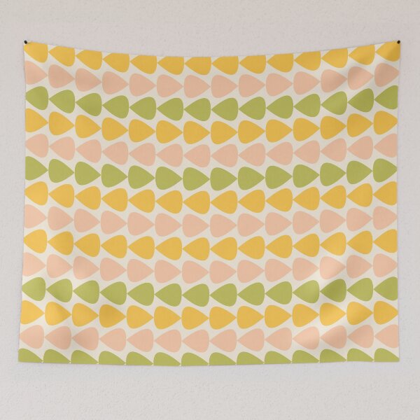 Item preview, Plectrum Stripes Horizontal Geometric Mini Pattern Light Lime Green Pale Blush Mustard Yellow Cream designed and sold by kierkegaard.