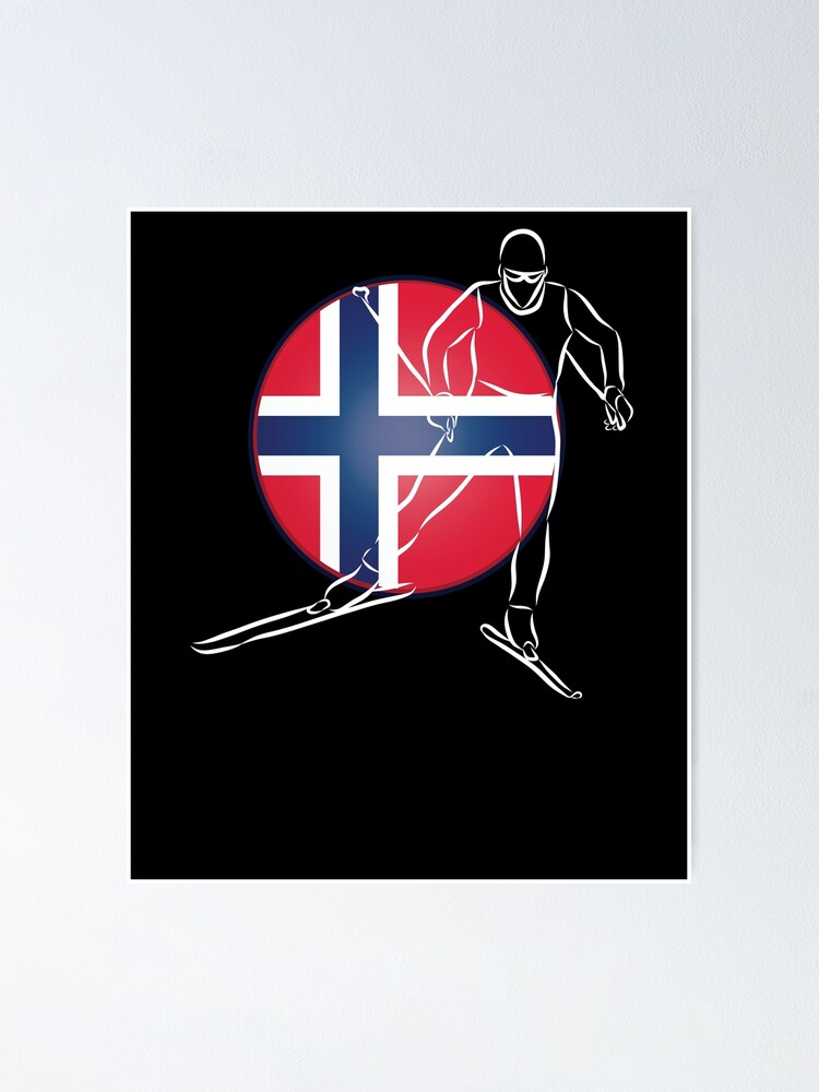 "Norway Cross Country Skiing Skier Norwegian Flag" Poster by ZiesMerch