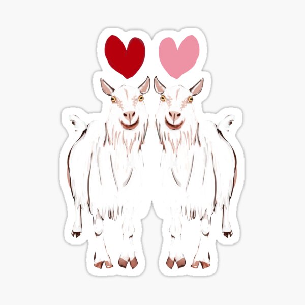 Valentines White Goat Anselmi duo Sticker