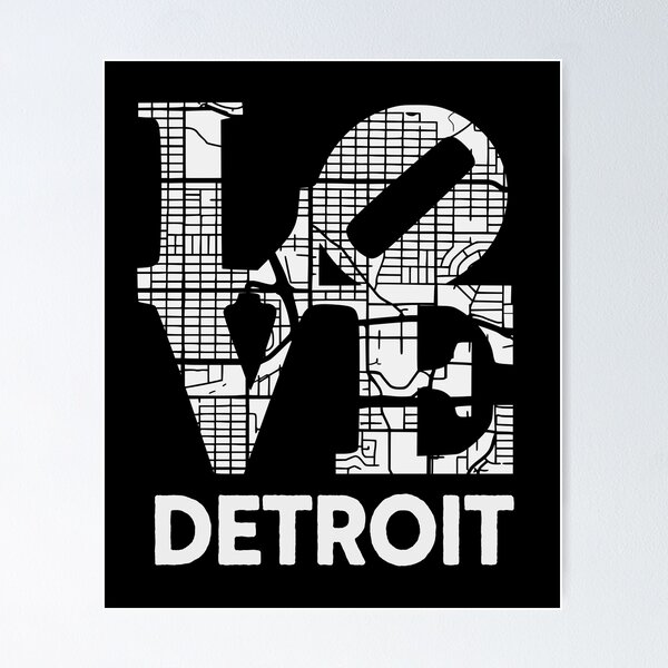 Item preview, Love Detroit City Map From Detroit 313 designed and sold by pixeljamz.