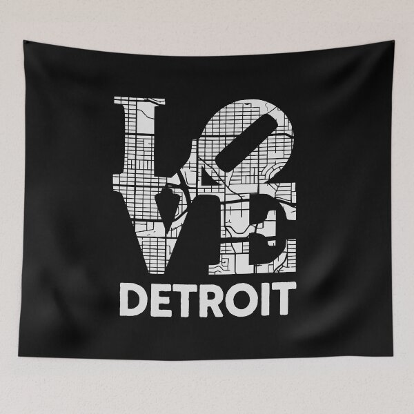 Item preview, Love Detroit City Map From Detroit 313 designed and sold by pixeljamz.