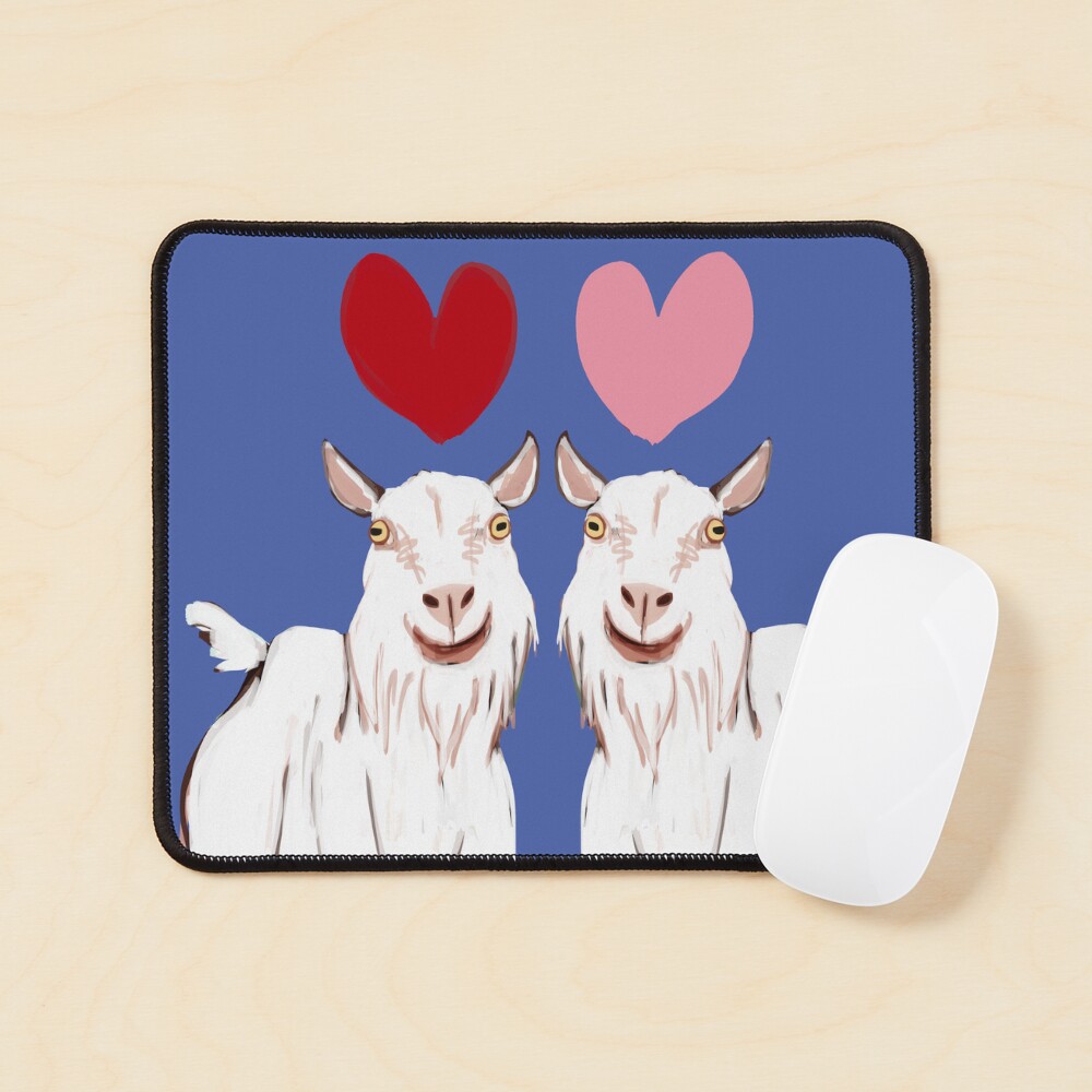 Valentines White Goat Anselmi duo Mouse Pad