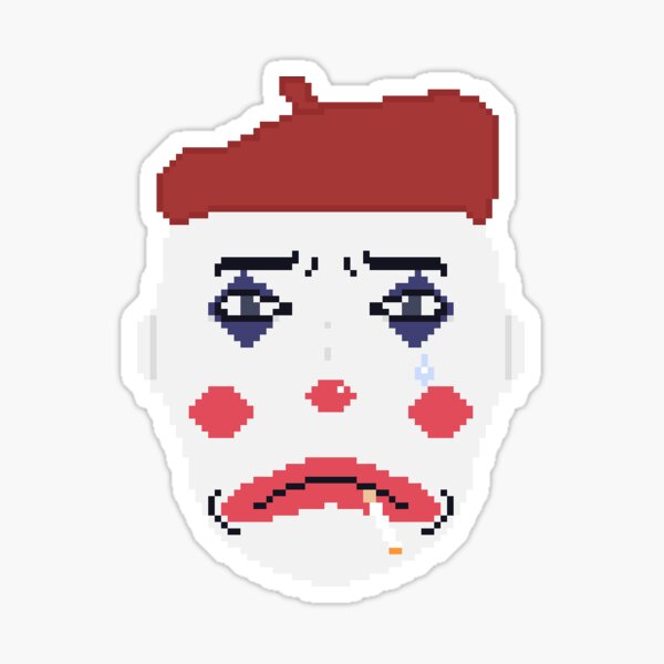 sad-french-clown-sticker-for-sale-by-rottenwork-redbubble