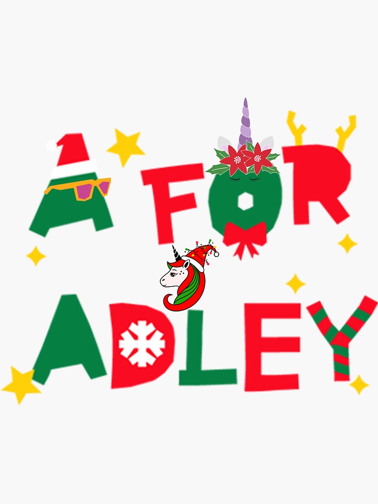 "a for adley merry christmas" Sticker for Sale by marwaAh Redbubble