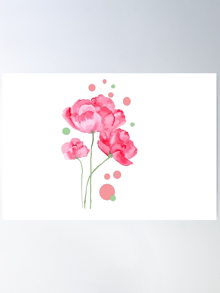 beautiful pink color flower water color paint design Poster for