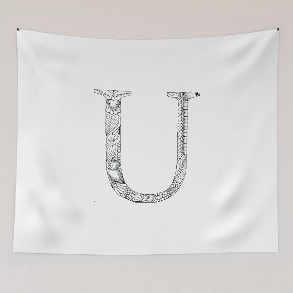 Item preview, Henna Alphabet U / Henna Letter U - Black Henna Line Art designed and sold by Mrs-PenLine.