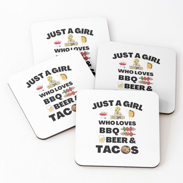 Item preview, Just A Girl Who Loves BBQ, Beer And Tacos - Funny Food Quotes | Funny Girl Sayings designed and sold by Delandor.