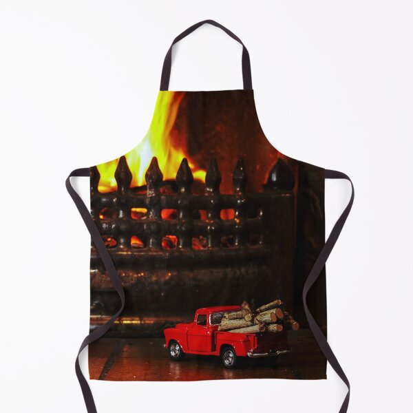 Item preview, Red toy pickup truck delivers fire logs to the fireplace designed and sold by NavorolArt.