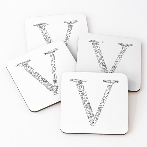 Item preview, Henna Alphabet V / Henna Letter V - Black Henna Line Art designed and sold by Mrs-PenLine.