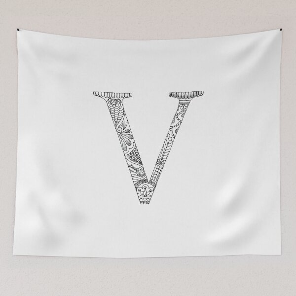 Item preview, Henna Alphabet V / Henna Letter V - Black Henna Line Art designed and sold by Mrs-PenLine.