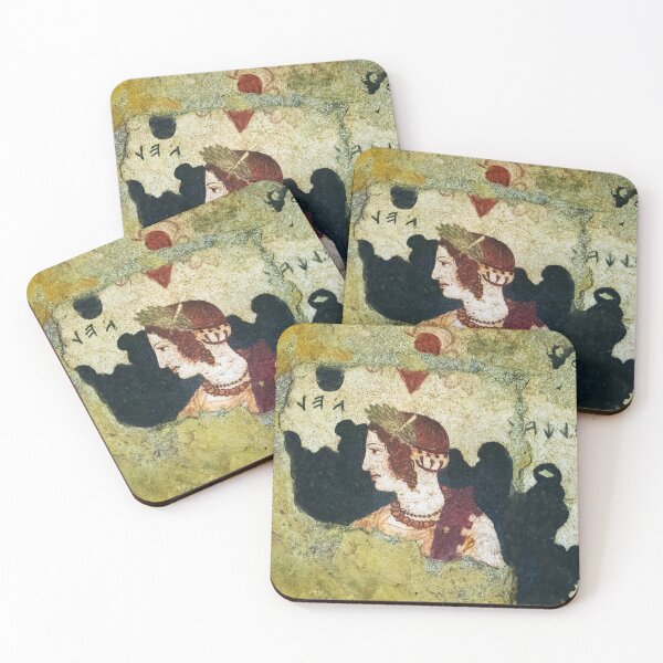 Item preview, VELIA , ETRUSCAN NOBLE WOMAN PORTRAIT  Antique Tarquinia Fresco designed and sold by BulganLumini.