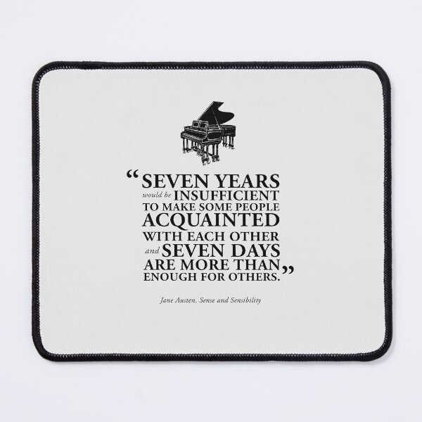 Item preview, Seven Days Sense and Sensibility Book Quote by Jane Austen in Black designed and sold by GoodOldBooks.