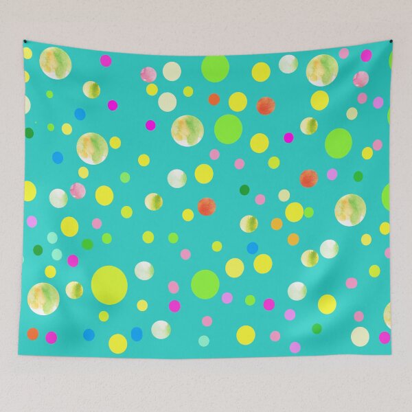 Item preview, colorful dots on turquoise background | abstract artsy dots designed and sold by lausn.