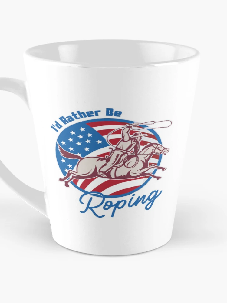 Thumbnail 3 of 4, Coffee Mug, I d Rather Be Roping Cool Cowboy Team Roping Rodeo Events designed and sold by SweetbeStore.