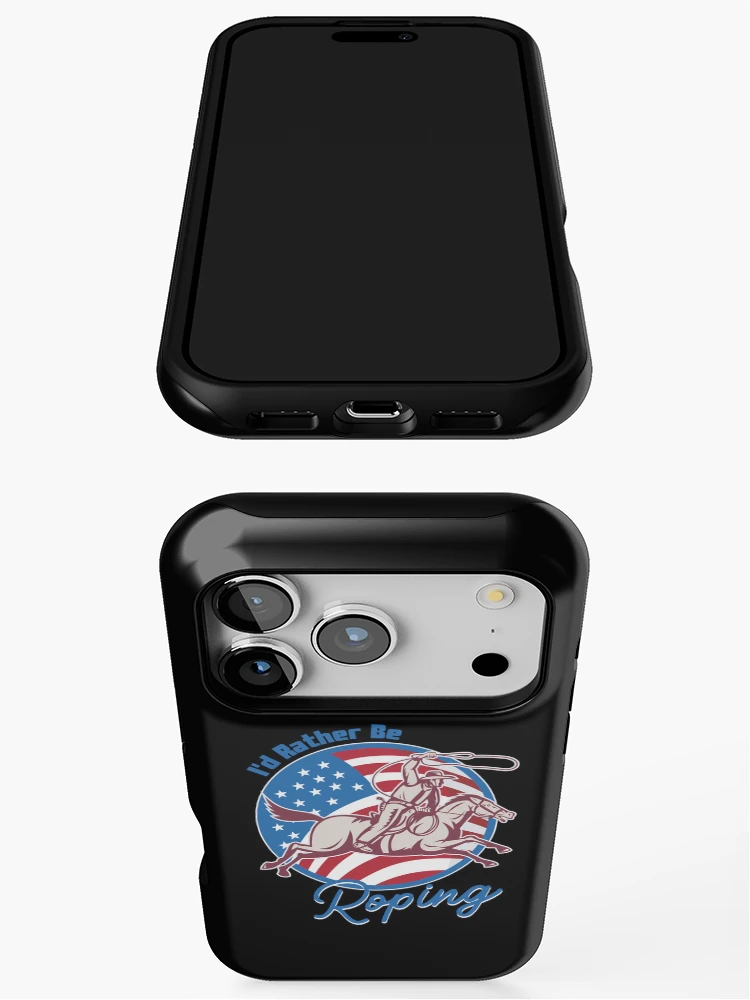 Thumbnail 3 of 4, iPhone Case, I d Rather Be Roping Cool Cowboy Team Roping Rodeo Events designed and sold by SweetbeStore.