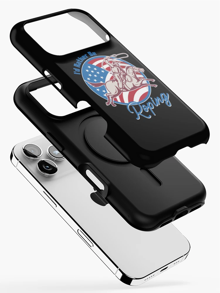 Thumbnail 2 of 4, iPhone Case, I d Rather Be Roping Cool Cowboy Team Roping Rodeo Events designed and sold by SweetbeStore.