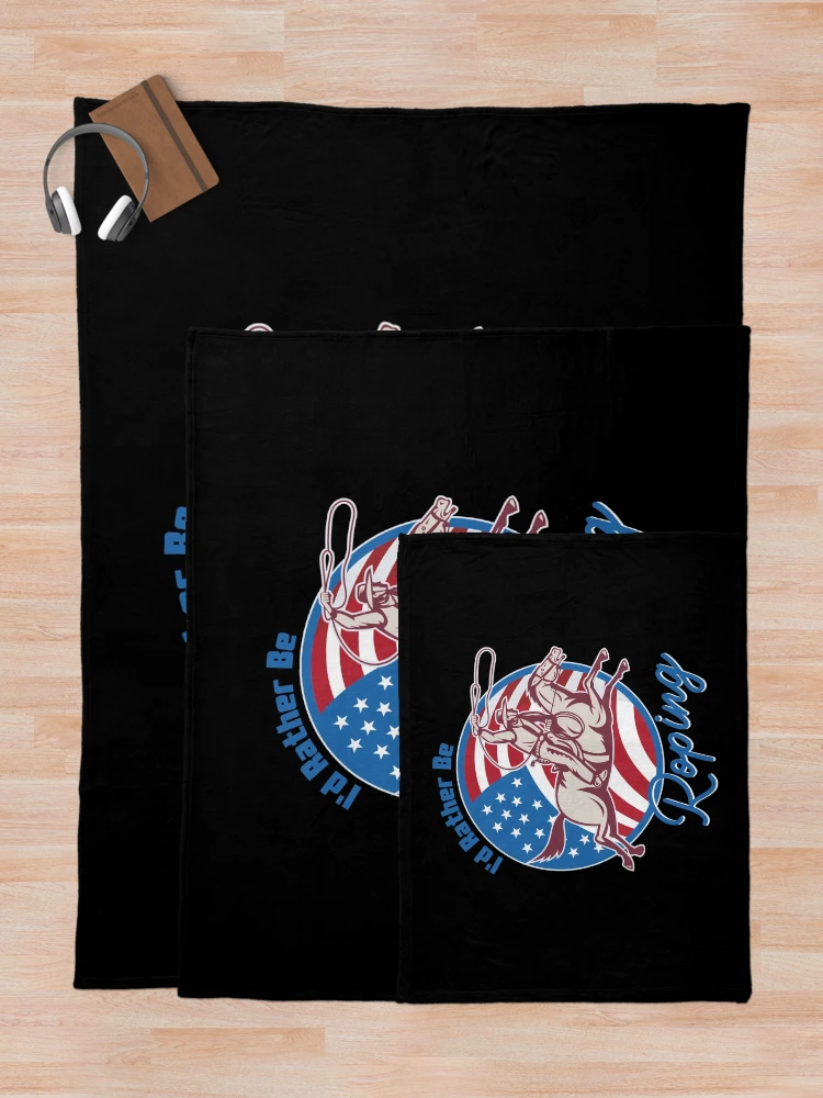 Thumbnail 5 of 6, Throw Blanket, I d Rather Be Roping Cool Cowboy Team Roping Rodeo Events designed and sold by SweetbeStore.