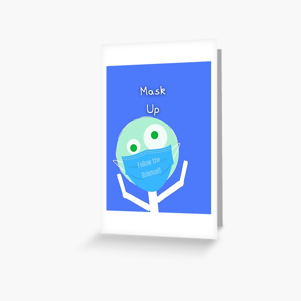 "Mask Up Health and Safety StickMan" Greeting Card by storyshirts2022