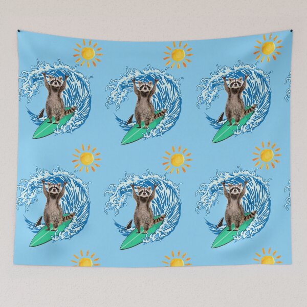 Item preview, Funny Raccoon Printed - Raccoon Trash Panda-Surfing Raccoon designed and sold by TeeARTHY.