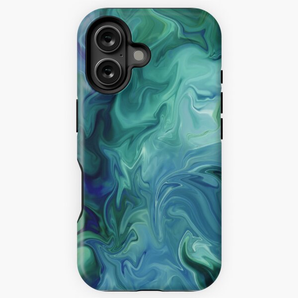 Marble Ocean Abstract Flowing Art, Green and Blue iPhone Tough Case