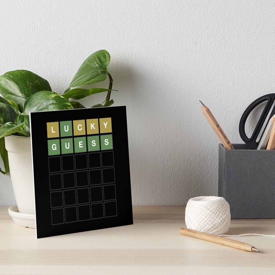 "Wordle Lucky Guess Funny Wordl Grid Word Game Design" Art Board