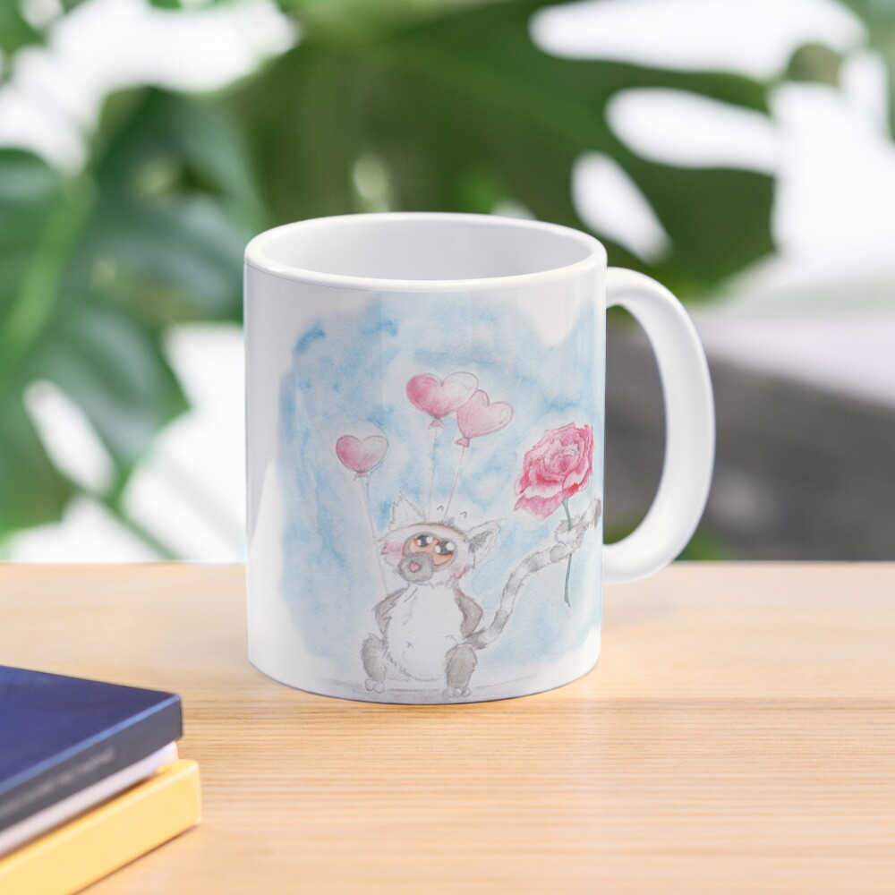 Valentine lemur offering a rose Coffee Mug