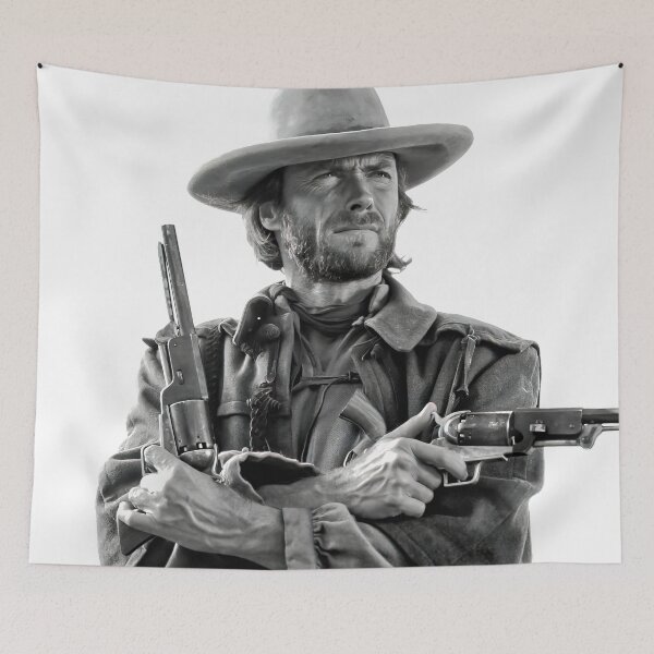 Item preview, Clint Eastwood, Black and White, Vintage Cowboy Wall art designed and sold by modernretro.