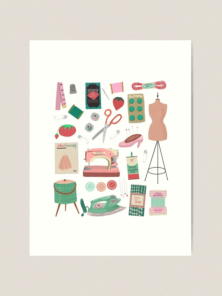 Sewing Notions graphic Art Print for Sale by Pinking-Sher