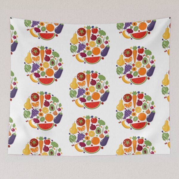 Item preview, Healthy Food Set of Fruits and Vegetables in Flat Style designed and sold by ivector.