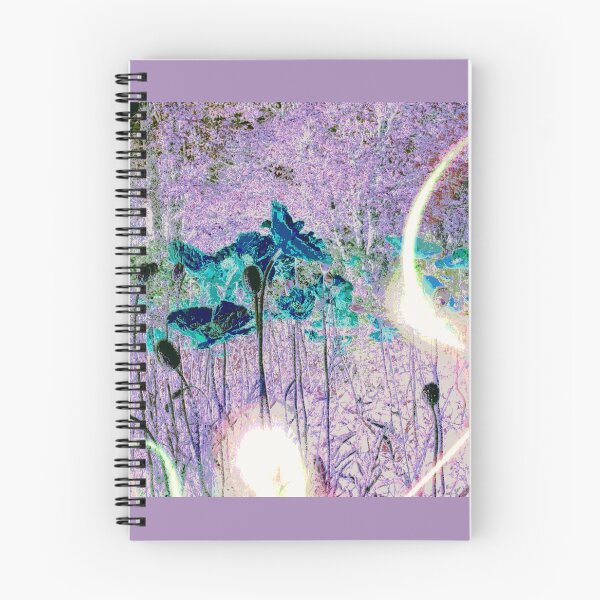 Item preview, Poppies Wild Flowers, Turquoise With Purple-Pink Trees and Elusive Fairies at Night (Digital Landscape Photo) designed and sold by GladBlackLamb.