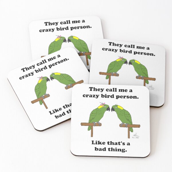 Item preview, Crazy Bird person with Yellow-naped Amazons designed and sold by Laughing Parrot Studio.
