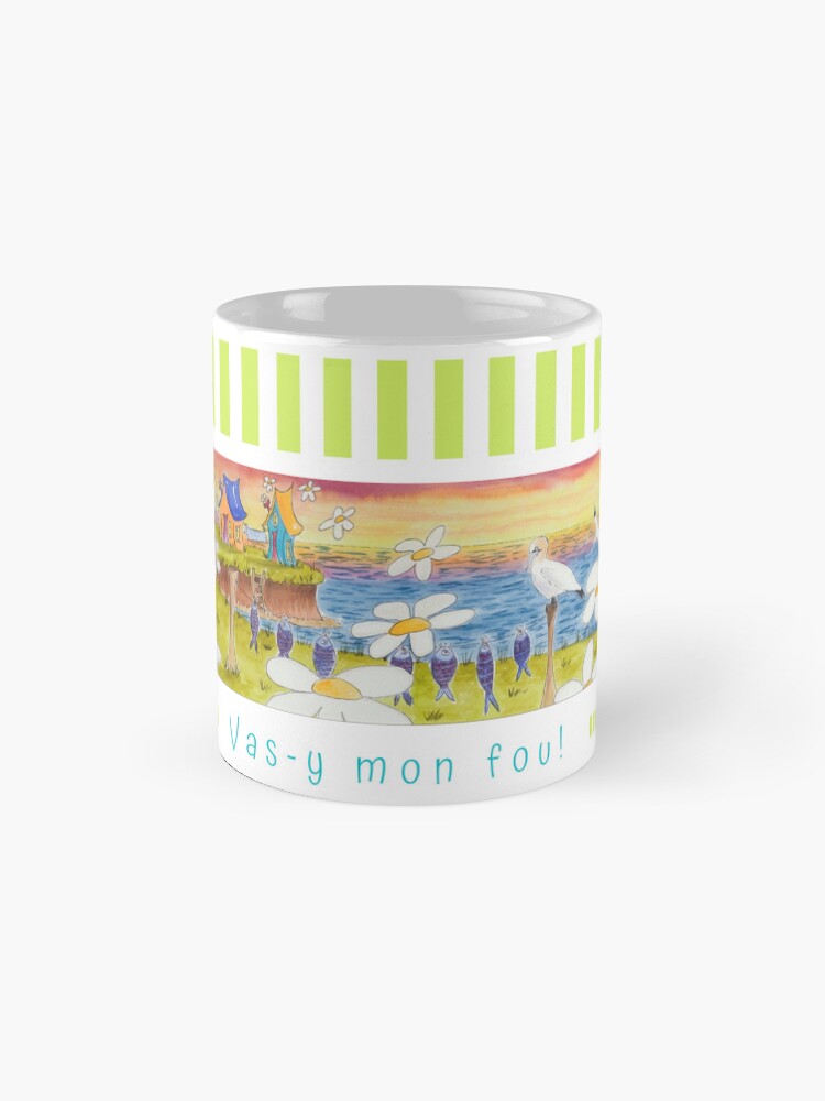 Aperçu 4 sur 6. Mug à café avec l'œuvre Linda Molloy - "Vas-y mon fou!" créée et vendue par LindaMolloy.