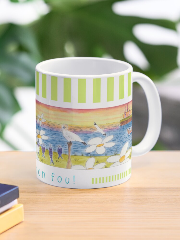 Aperçu 1 sur 6. Mug à café avec l'œuvre Linda Molloy - "Vas-y mon fou!" créée et vendue par LindaMolloy.
