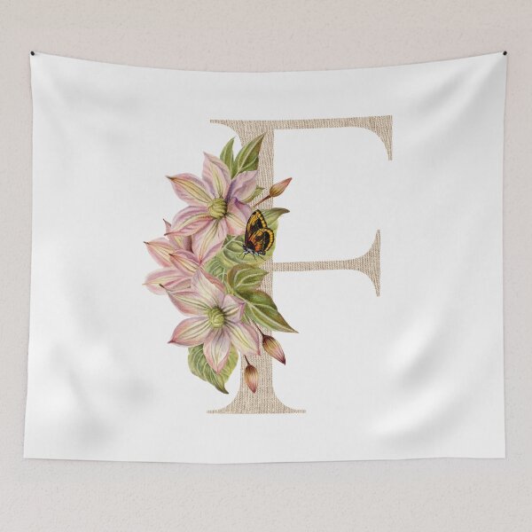 Item preview, Vintage Beige Letter F With Abstract Flowers and Leaves. Floral Letter F designed and sold by silviaol.
